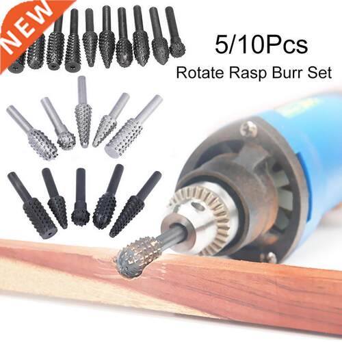 10pcs Shank Rotary Burr Set Wood Rasp File Drill Bits Rotary
