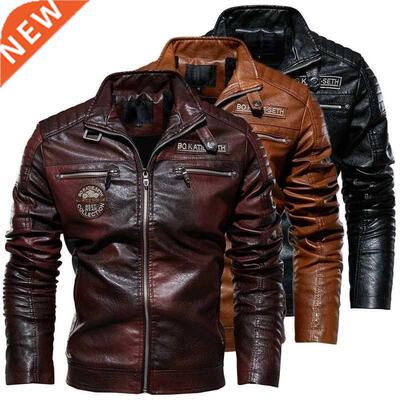 Men Leather Jacket Autumn Zipper Long Sleeve High Quality Mo