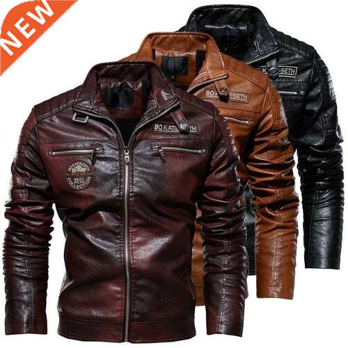 Men Leather Jacket Autumn Zipper Long Sleeve High Quality Mo