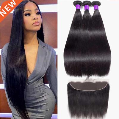 Straight Bundles with Frontal Transparent 13x4 Lace Frontal