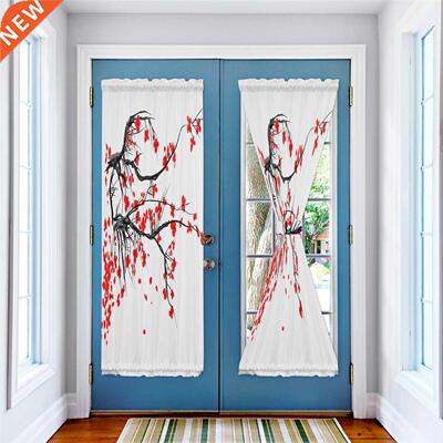 Red Cherry Blossoms Flower Blnds Curtans for Lvng Room