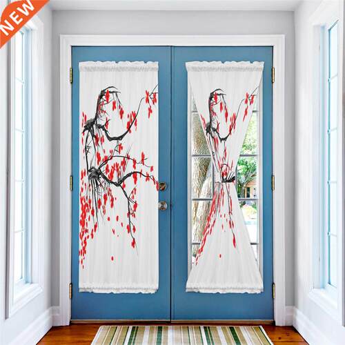 Red Cherry Blossoms Flower Blnds Curtans for Lvng Room