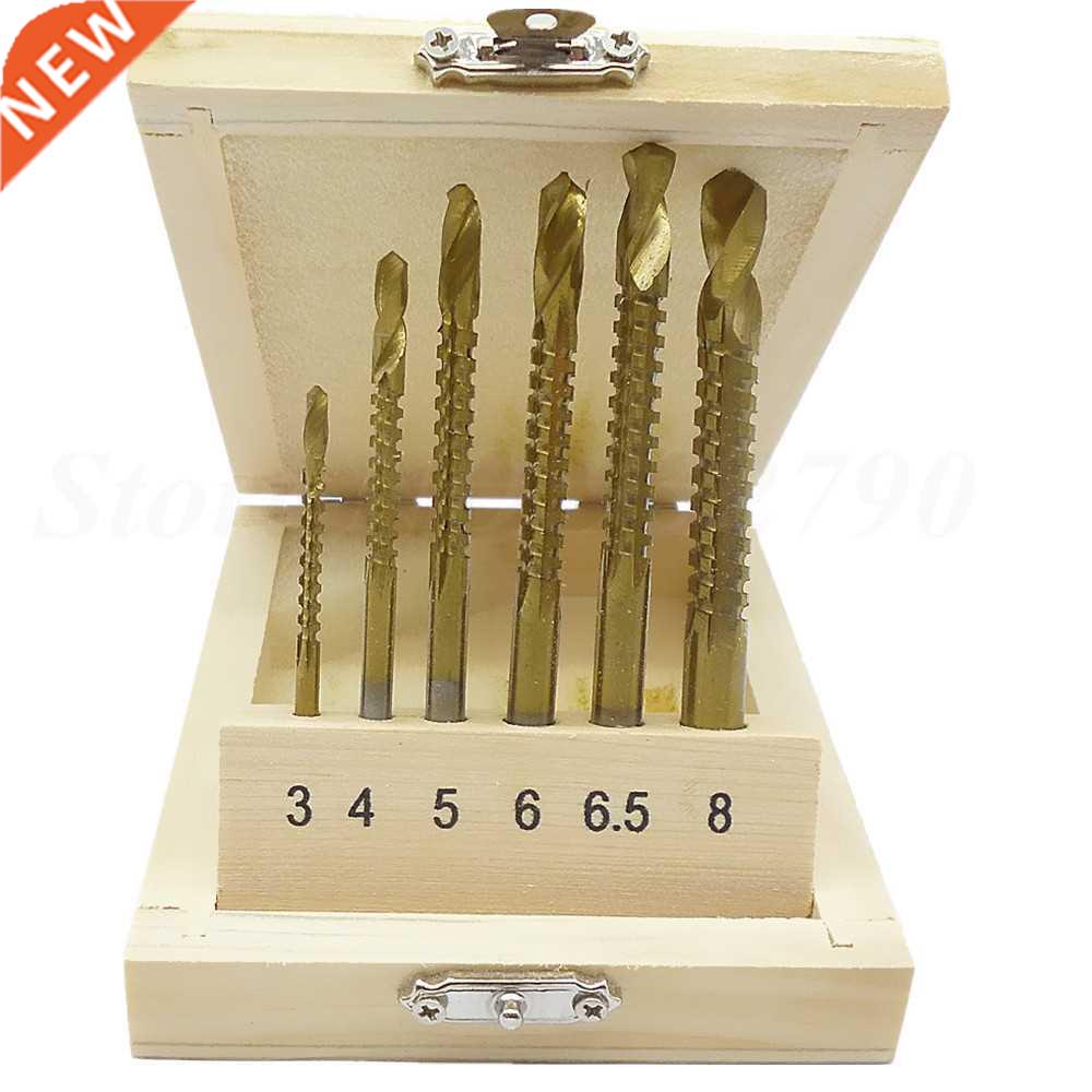 6pcs Coated Hss Drill & Saw Drill Bit Carpenter Hole Gro
