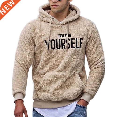 Men Fashion Autumn Hoodie Letters Embroidery Warm Pullover M
