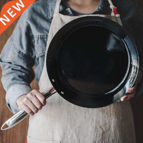 European type black enamel frying pan without coating