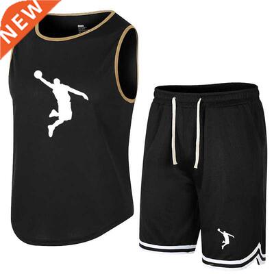 Summer Sleeveless Vest Sports Shorts Set Breathable Pants Fi