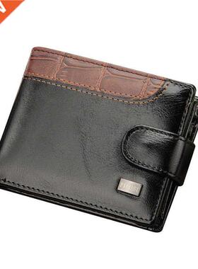 Men Wallet Patchwork Leather Short Male Purse With Coin Pock
