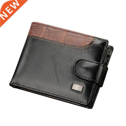 Men Wallet Patchwork Leather Short Male Purse With Coin Pock