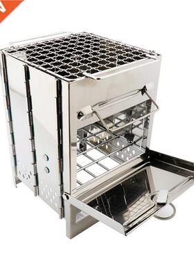 Portable Grill Rack Stainless Steel Stove Pan Camping Roaste