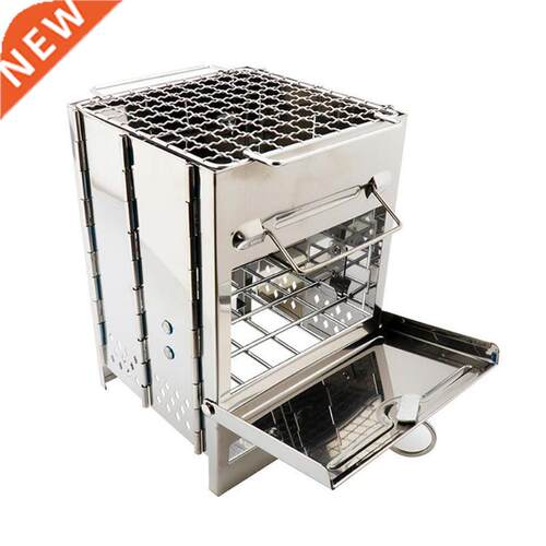 Portable Grill Rack Stainless Steel Stove Pan Camping Roaste