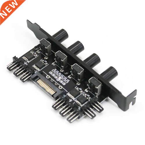 12V Computer Case Fan Hub Regulator 8 Way 4 Knob SATA/Pin S