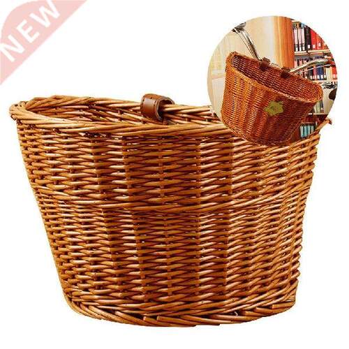Wicker Hand Woven Bicycle Front Handlebar Basket Bike Cargo