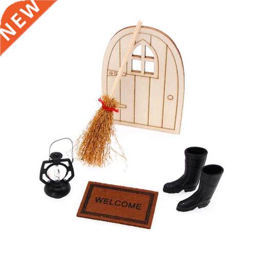 1/12 Dollhouse Christmas Door Carpet Broom Boots Set Dollhou