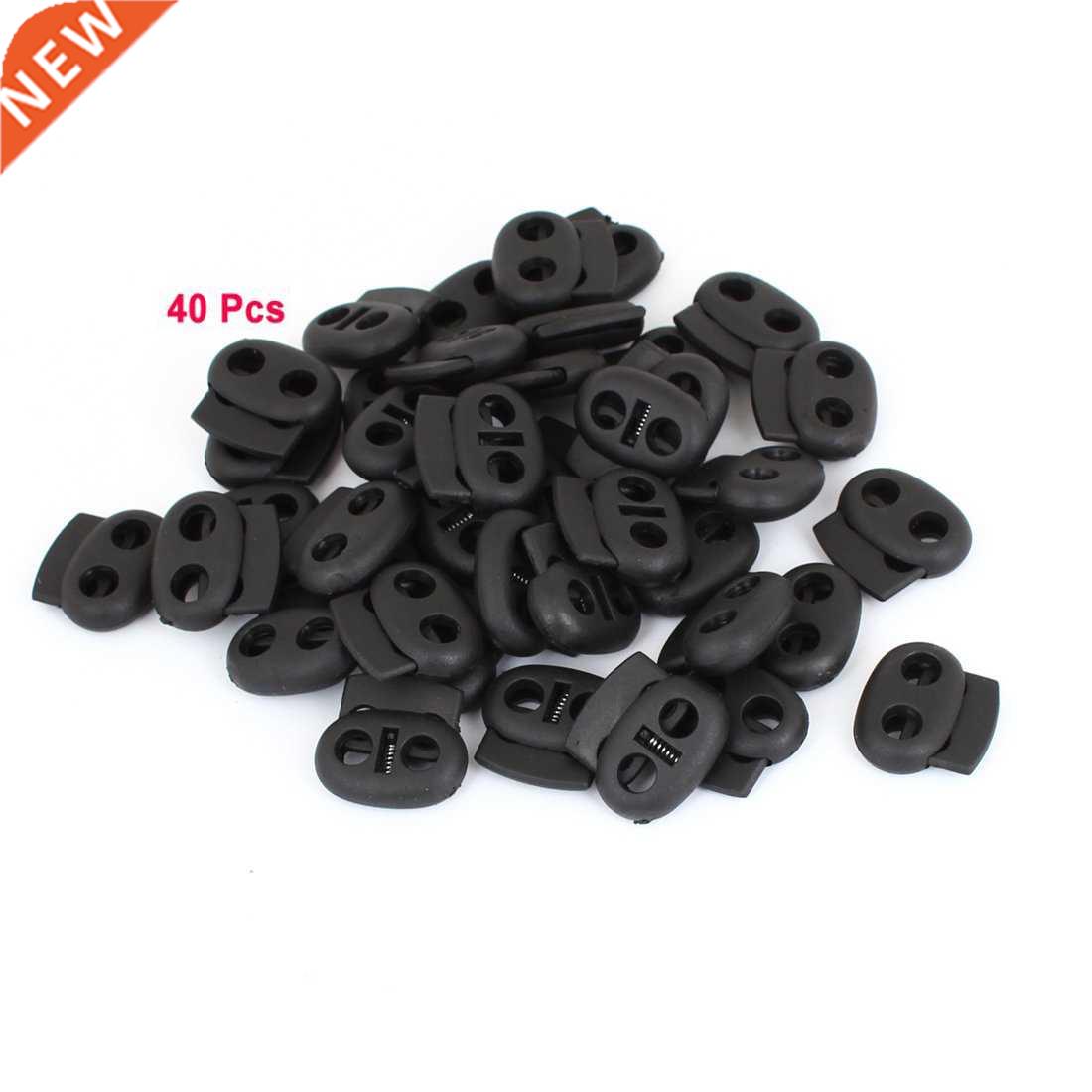 Backpack Lanyard Stop Ends Rope Cord Locks Black 40 Pcs