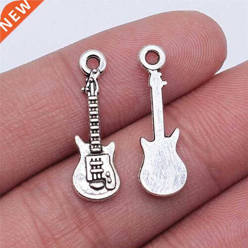 WYSIWYG 20pcs 24x7mm Antique Silver Color Guitar Charms Pend