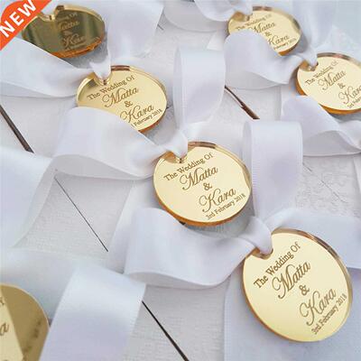 50*Personalized Bride Baptism Engraved Silver Mirror Round D