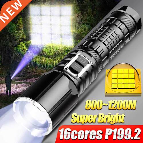 1990000 Lumens XHP199 Powerful Flashlight 26650 XHP50 Rechar