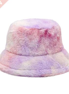 Women Winter Faux Fur Fluffy Bucket Hats Tie e Outdoor War