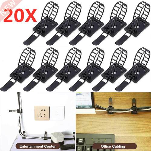 5/20PCS Adhesive Cable Organizer Clips Adjustable Nylon Cabl
