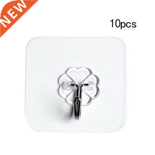 10pcs Wall-mounted Nail-free Seamless Hook Transparent Stron