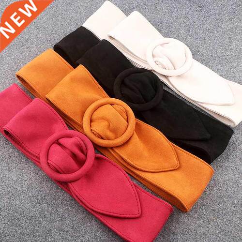 Girl Round Button Suede Flannel Belt Women's Soft Face Width
