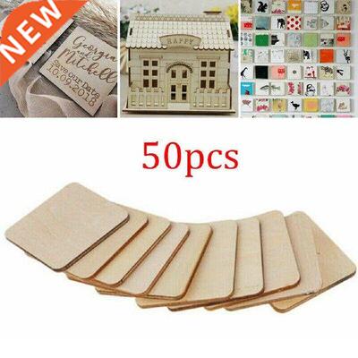 0/50PCS Wooden Square Shape Coasters Plain Wood Craft