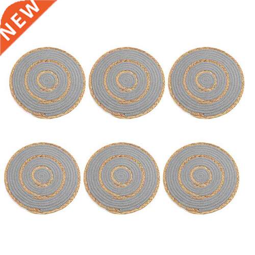 Handmade Straw Woven Placemat,Water Hyacinth and Cotton Thre