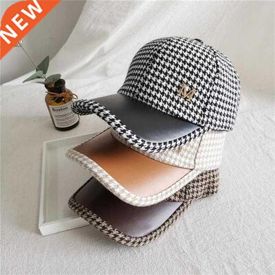British Houndstooth Face Caps For Women Men Streetwear Check