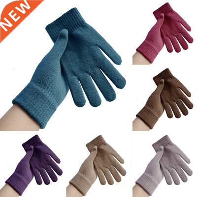 Black Gloves Unisex Winter Warm Gloves Full Finger Knitted G