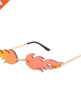 2021 Luxury Fashion Fire Flame Sunglasses Women Rimless Wav