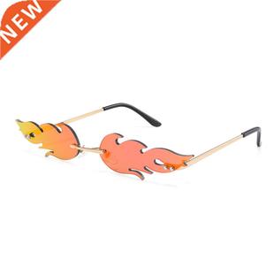 2021 Luxury Fashion Fire Flame Sunglasses Women Rimless Wav