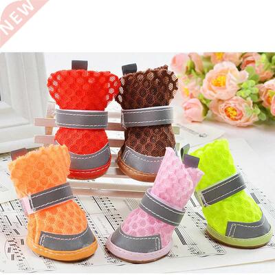4pcs Summer Breathable Mesh Dog Shoes Cat Puppy Socks Shoes