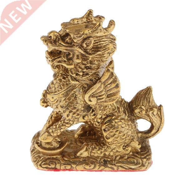 Handcraft Fengshui Copper Kylin Beast Statue Fortune Symbol