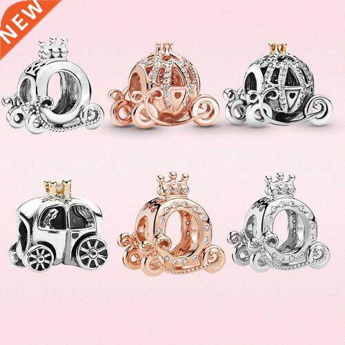 925 Sterling Silver charm bead Pumpkin cart charm Shining zi
