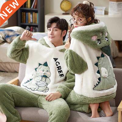 Couples Pajamas Sets Women Men Winter Thicken Pyjamas Sleepw