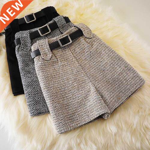 Woolen shorts, autumn and winter high waist, new fashion wid