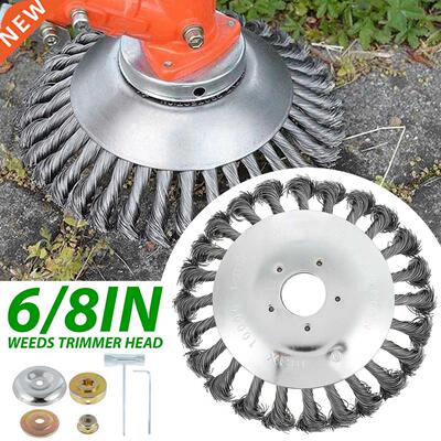 6/8 In Steel Wire Wheel Garden Weed Brush Lawn Mower Grass E