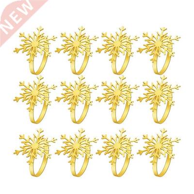 12Pcs Christmas Snowflake Napkin Rings Napkin Holder For Chr