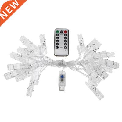 m USB 20LED String Light Remote Contr Clip Shape Fairy Li