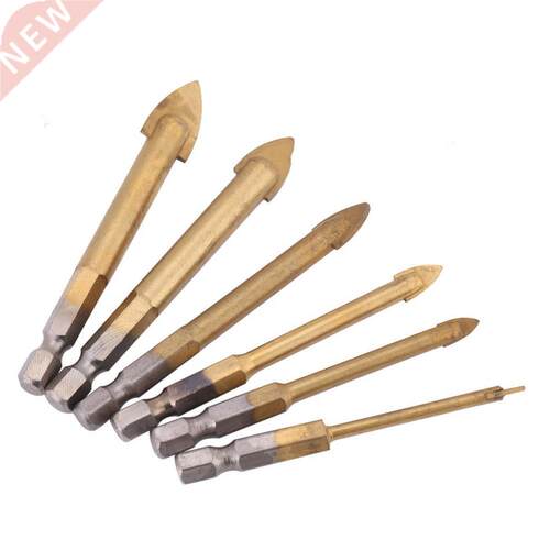 6pcs Hex Titanium Plated Triangle Glass Drill its Power Too