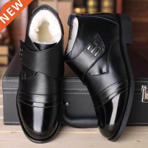Winter Shoes Men's Chelsea Boots Leather Warm Shoes Men's An