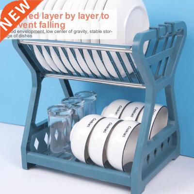 New Double-layer Kitchen Dish Bowl Draining Storage Rack