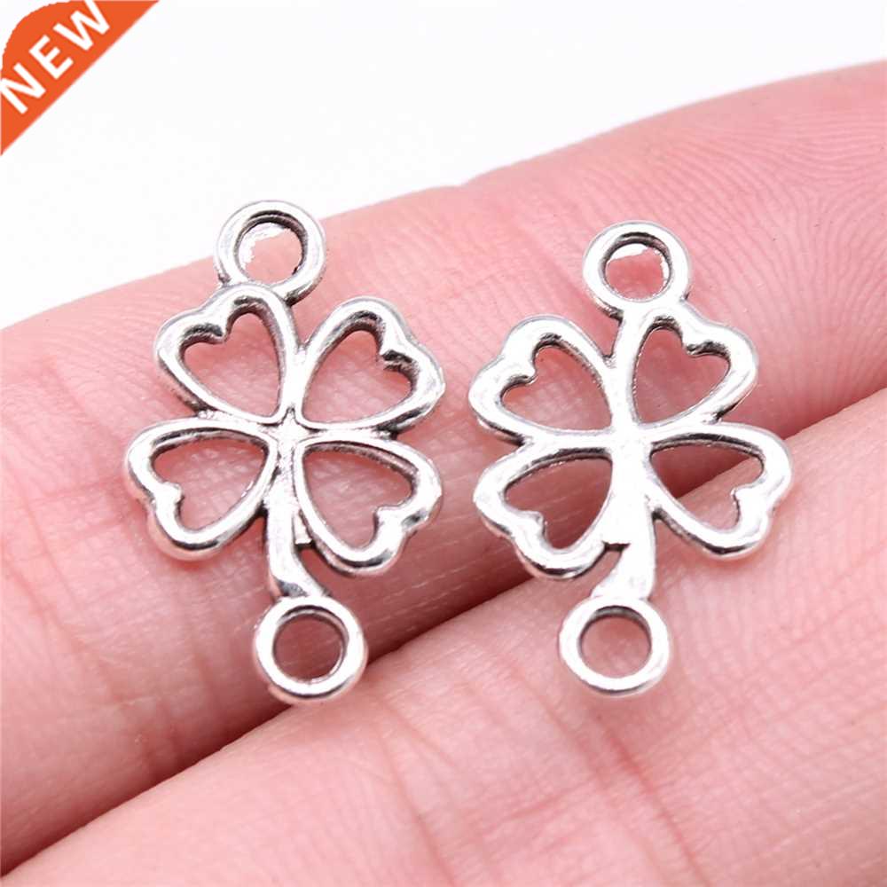WYSIWYG 20pcs 20x12mm 3 Colors Clover Charms Connector Lucky