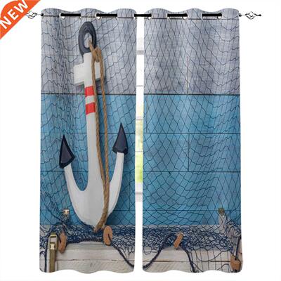 Nautical Anchor Net Window Curtains Home Decor Living Room