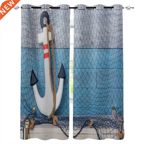 Nautical Anchor Net Window Curtains Home Decor Living Room