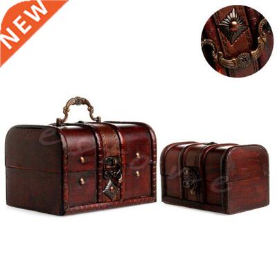 2pcs Chic Wooden Pirate Jewellery Storage Box Case Holder Vi