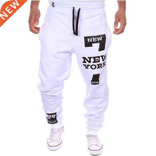 Men Casual Jogger Number 7 Printed Letter Drawstring Sweatpa