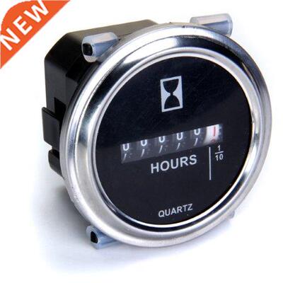 Hour Meter 6 to 80 Volts DC - Round Silvery Trim Ring