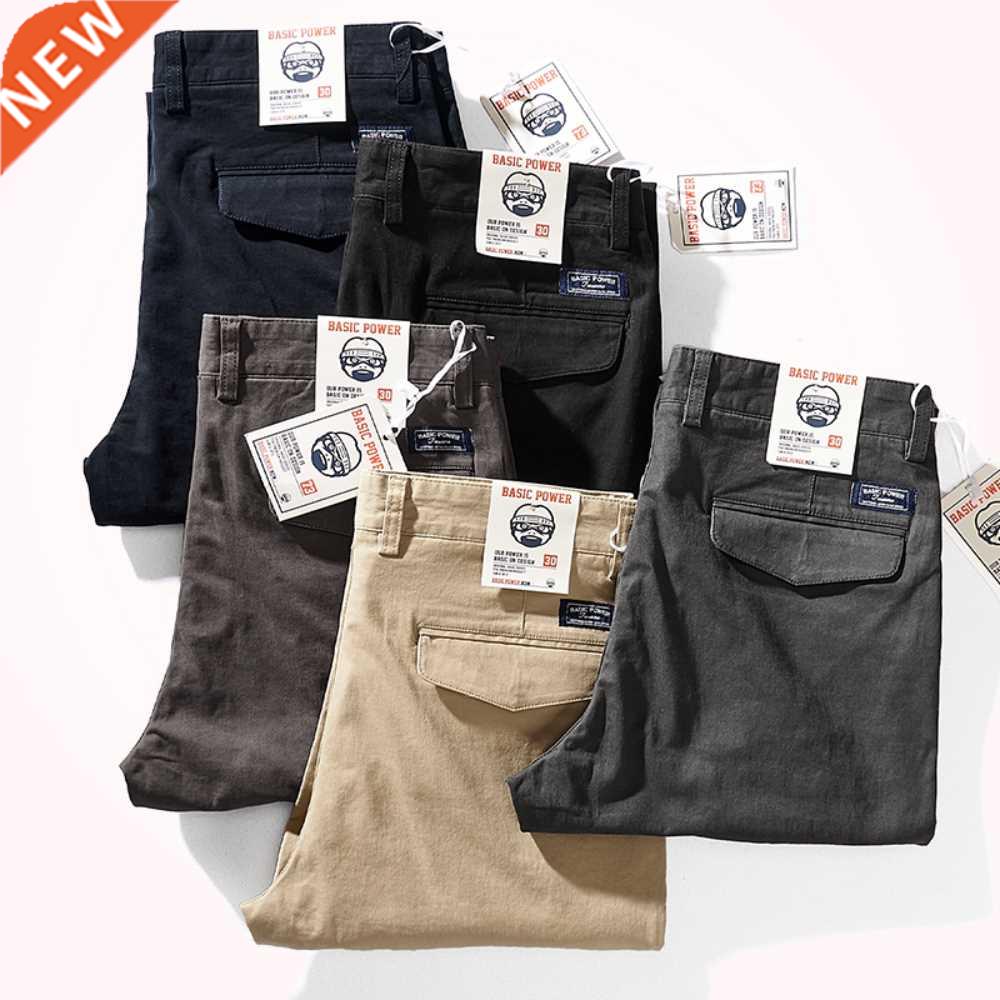 Casual Pants Men 's Twill Stch Woven Slim -Fit Straight Trou