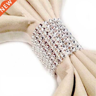 2PCs Hollow Net Diamond Napkin Ring Chairs Buckles Wedding